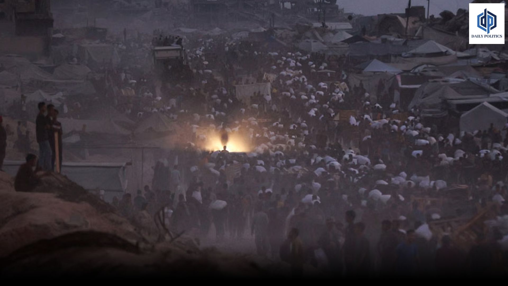 From above, Gaza appears as darkness and debris