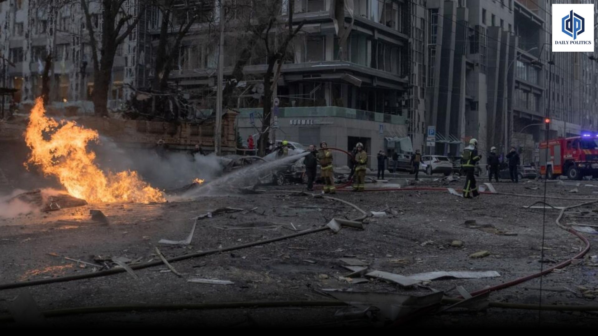 Officials say Russian strikes in Kyiv burn a school and kill one person